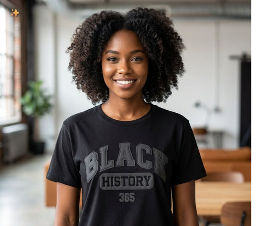Black on Black Puff Letter Tee
